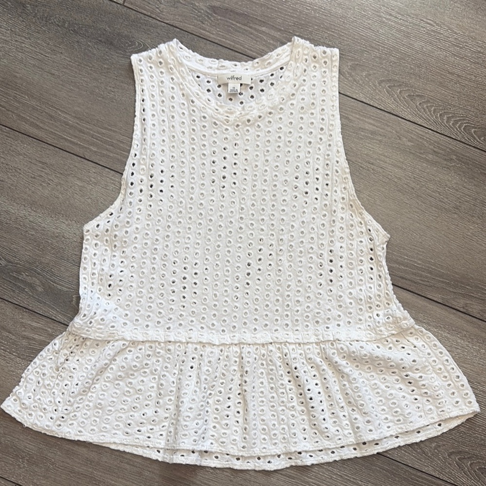XS48 Wilfred White Peplum Crop Tank Top